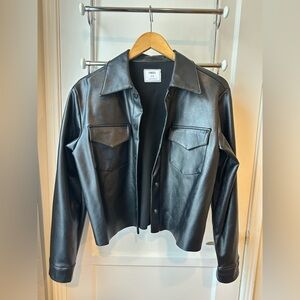 NWOT Nordstrom Tinsel Black Collar Vegan Leather Jacket, Size XS